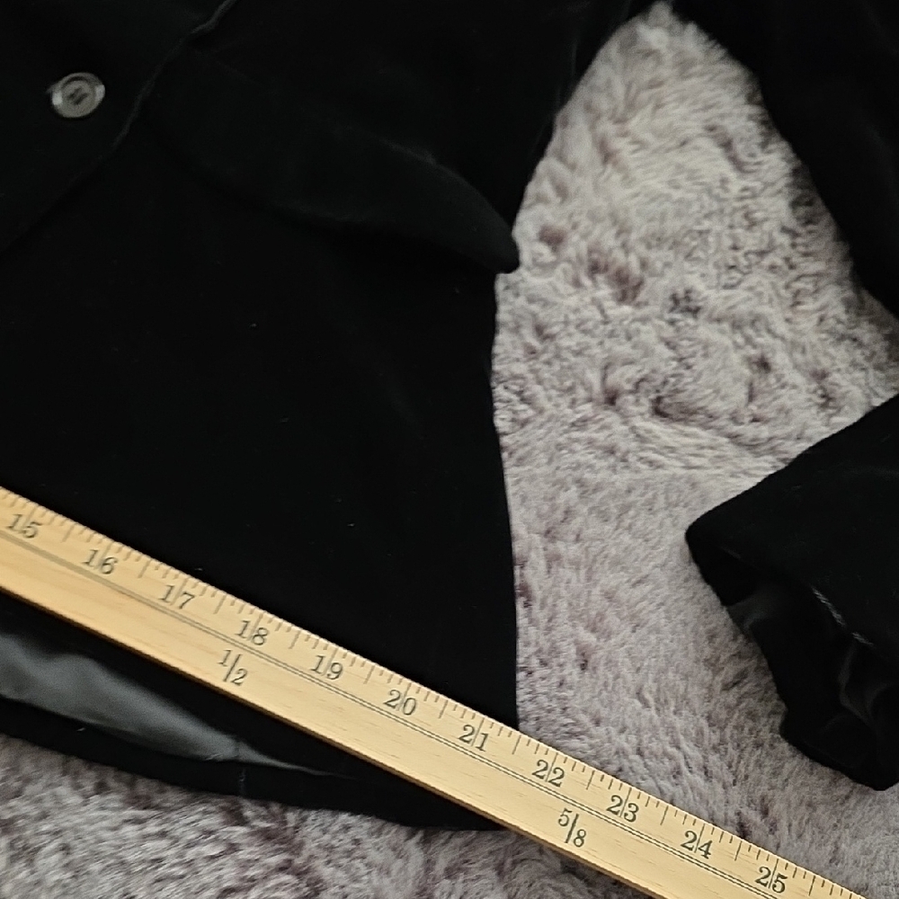 Vintage Ralph Lauren Purple Black Velvet Double Breasted Fitted Blazer Small 10 - Picture 10 of 15